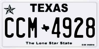 TX license plate CCM4928