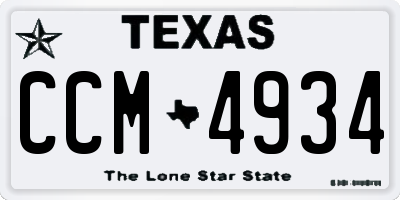 TX license plate CCM4934