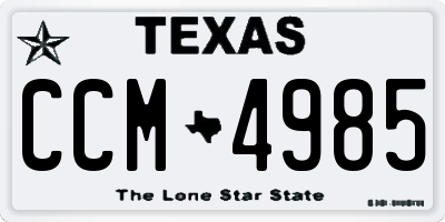 TX license plate CCM4985