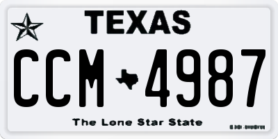TX license plate CCM4987