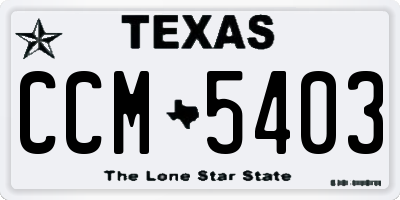TX license plate CCM5403
