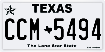 TX license plate CCM5494