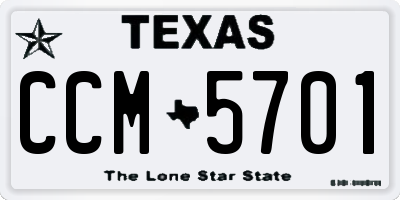 TX license plate CCM5701