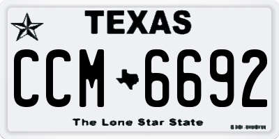 TX license plate CCM6692