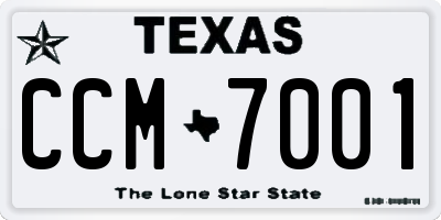 TX license plate CCM7001