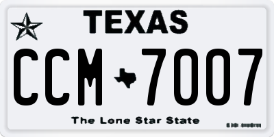 TX license plate CCM7007