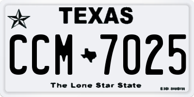 TX license plate CCM7025