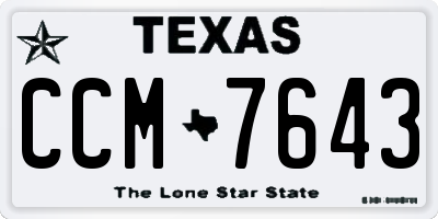 TX license plate CCM7643