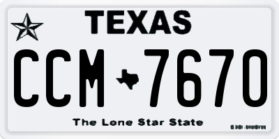 TX license plate CCM7670