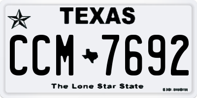 TX license plate CCM7692