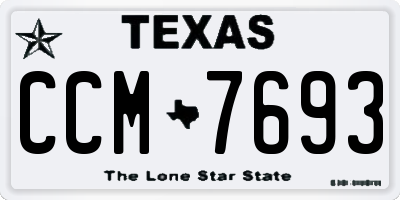 TX license plate CCM7693