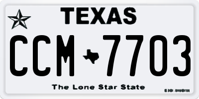 TX license plate CCM7703