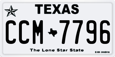 TX license plate CCM7796