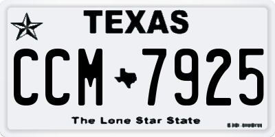 TX license plate CCM7925