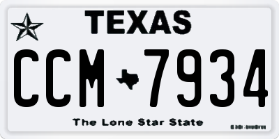 TX license plate CCM7934