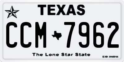 TX license plate CCM7962