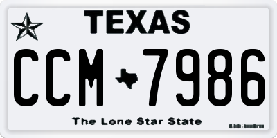 TX license plate CCM7986