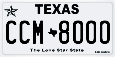 TX license plate CCM8000