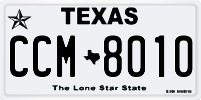 TX license plate CCM8010
