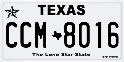 TX license plate CCM8016