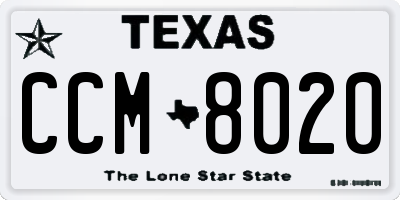 TX license plate CCM8020