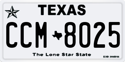 TX license plate CCM8025