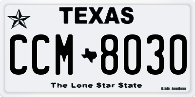 TX license plate CCM8030