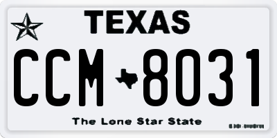 TX license plate CCM8031