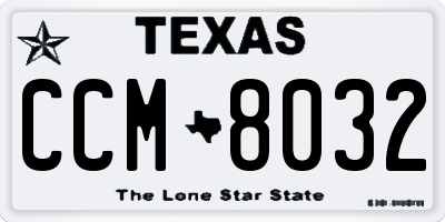 TX license plate CCM8032