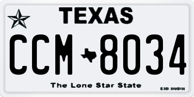 TX license plate CCM8034