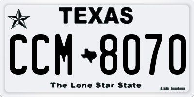 TX license plate CCM8070