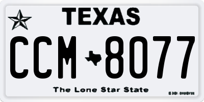TX license plate CCM8077