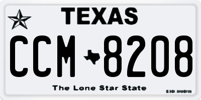 TX license plate CCM8208
