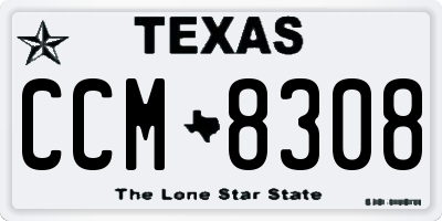 TX license plate CCM8308