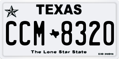 TX license plate CCM8320