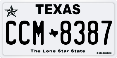 TX license plate CCM8387