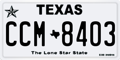 TX license plate CCM8403