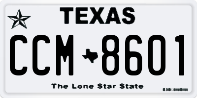 TX license plate CCM8601