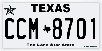 TX license plate CCM8701