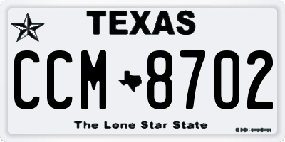 TX license plate CCM8702