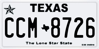 TX license plate CCM8726