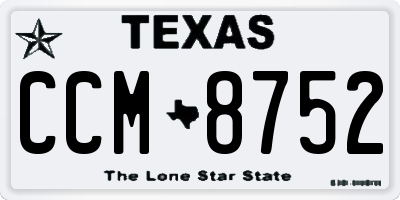TX license plate CCM8752
