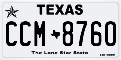 TX license plate CCM8760
