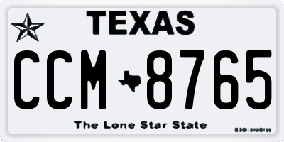 TX license plate CCM8765