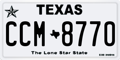 TX license plate CCM8770