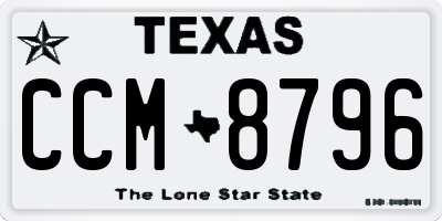 TX license plate CCM8796