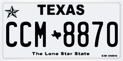 TX license plate CCM8870