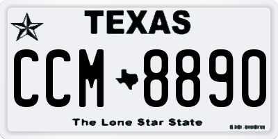 TX license plate CCM8890