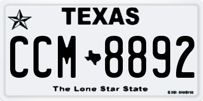 TX license plate CCM8892