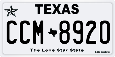 TX license plate CCM8920